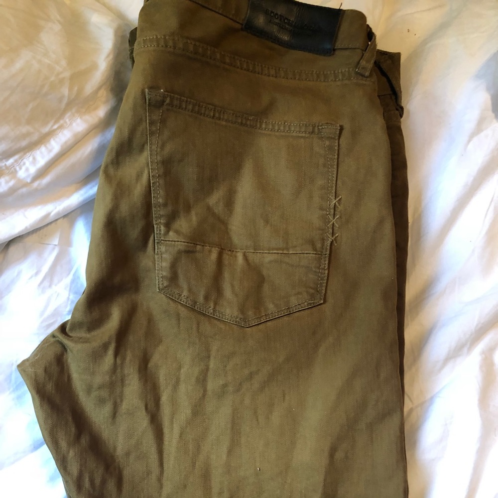 Scotch and Soda denim in an olive tan color